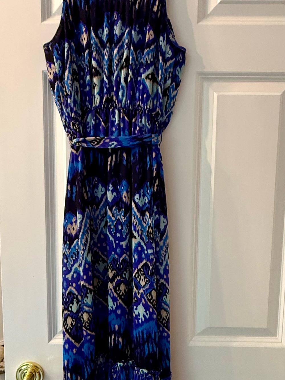 Saks 5th Avenue Blue Patterned Sleeveless Maxi Dress